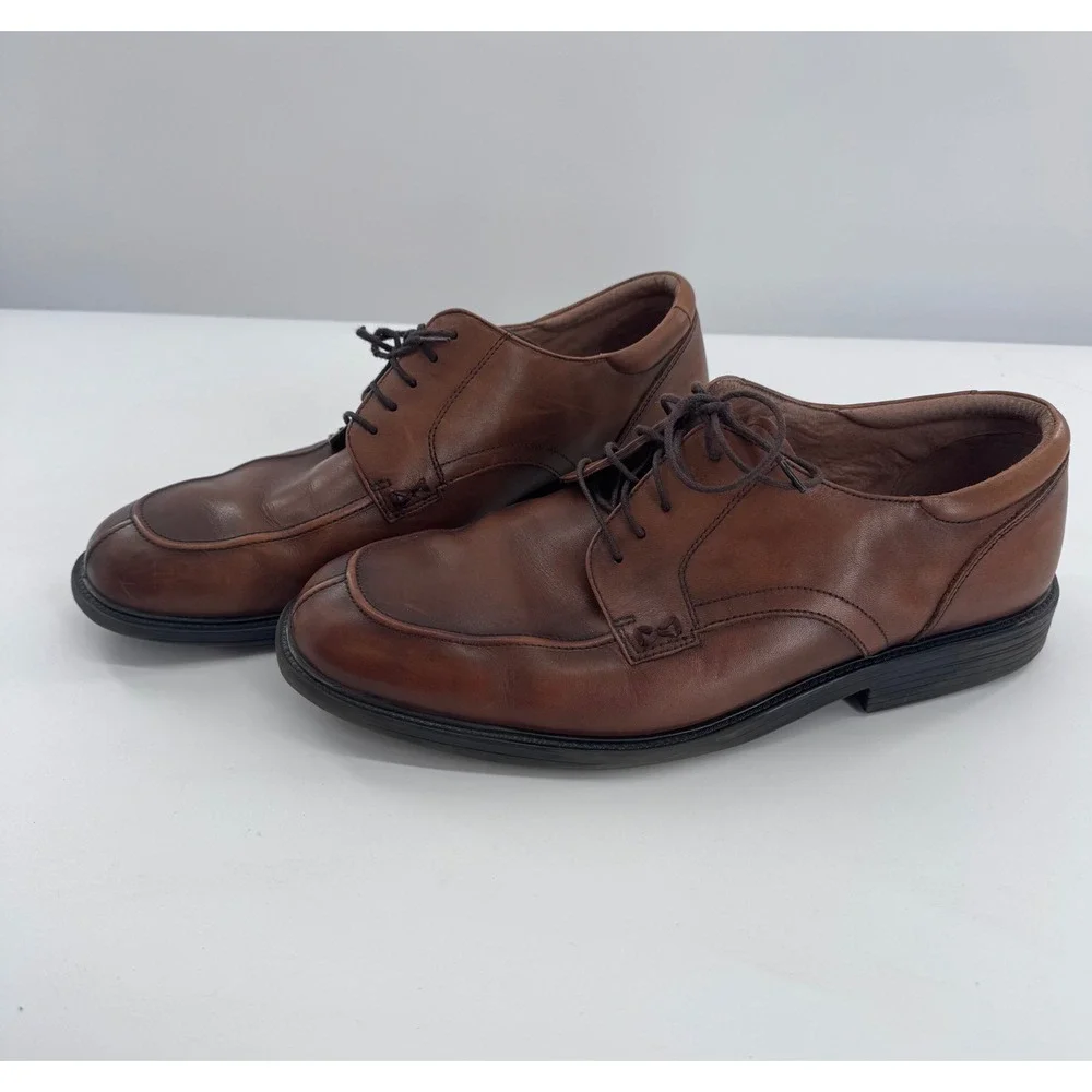 Bostonian Leather Oxford Shoes Men 12W Brown Split Toe Lace Up Derby 28966